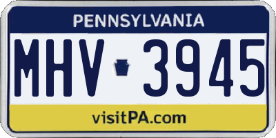 PA license plate MHV3945