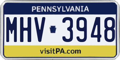 PA license plate MHV3948