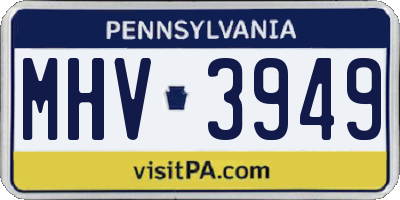 PA license plate MHV3949