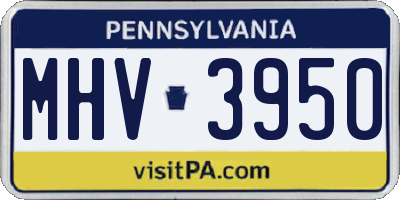 PA license plate MHV3950