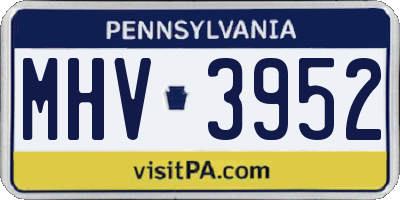 PA license plate MHV3952