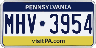 PA license plate MHV3954