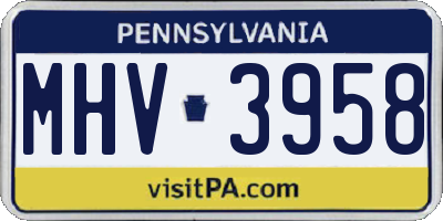 PA license plate MHV3958