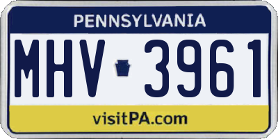 PA license plate MHV3961