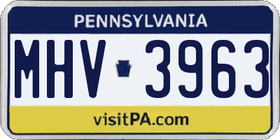 PA license plate MHV3963