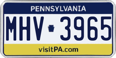 PA license plate MHV3965