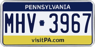 PA license plate MHV3967