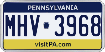 PA license plate MHV3968
