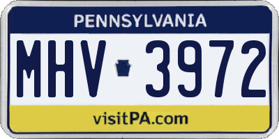 PA license plate MHV3972