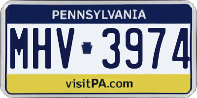 PA license plate MHV3974