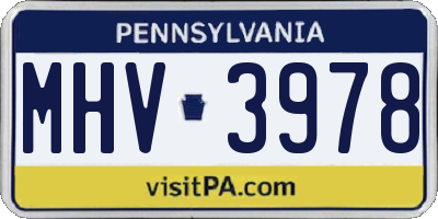 PA license plate MHV3978