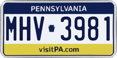 PA license plate MHV3981