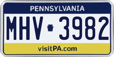 PA license plate MHV3982