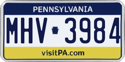 PA license plate MHV3984