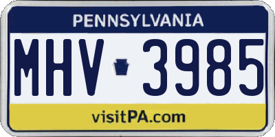 PA license plate MHV3985