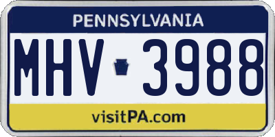 PA license plate MHV3988