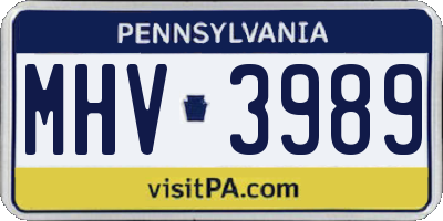 PA license plate MHV3989