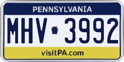 PA license plate MHV3992
