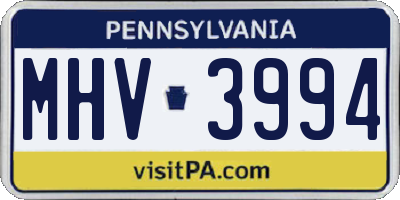 PA license plate MHV3994