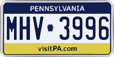 PA license plate MHV3996