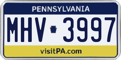 PA license plate MHV3997