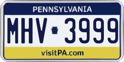 PA license plate MHV3999