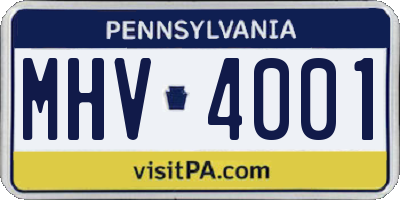 PA license plate MHV4001