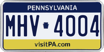PA license plate MHV4004