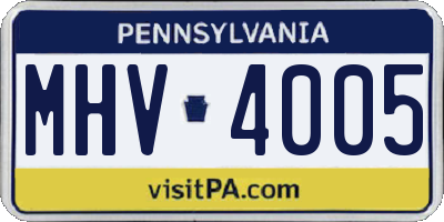 PA license plate MHV4005
