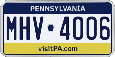 PA license plate MHV4006