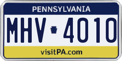 PA license plate MHV4010