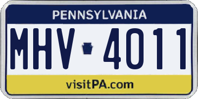 PA license plate MHV4011