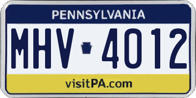 PA license plate MHV4012