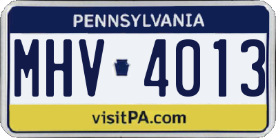 PA license plate MHV4013