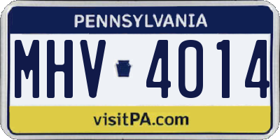 PA license plate MHV4014