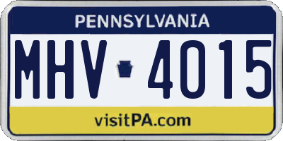 PA license plate MHV4015