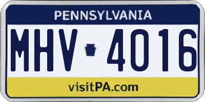 PA license plate MHV4016
