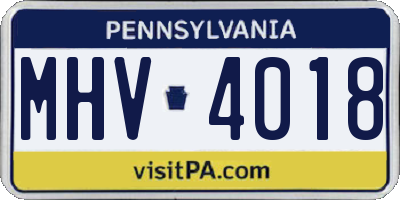 PA license plate MHV4018