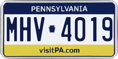 PA license plate MHV4019