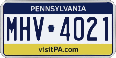 PA license plate MHV4021