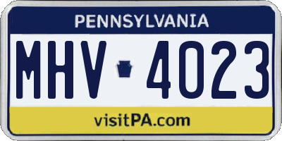 PA license plate MHV4023