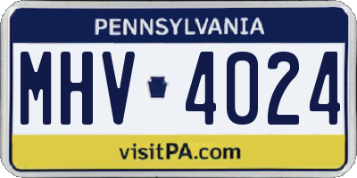 PA license plate MHV4024