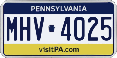 PA license plate MHV4025