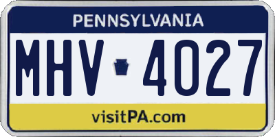 PA license plate MHV4027