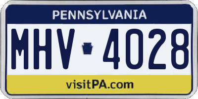 PA license plate MHV4028