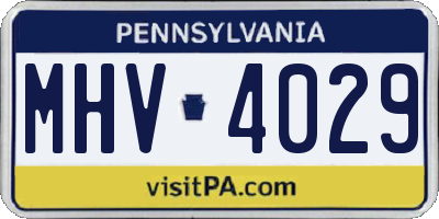 PA license plate MHV4029