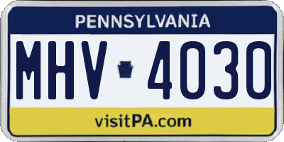 PA license plate MHV4030