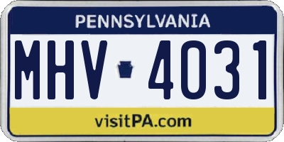 PA license plate MHV4031