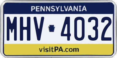 PA license plate MHV4032