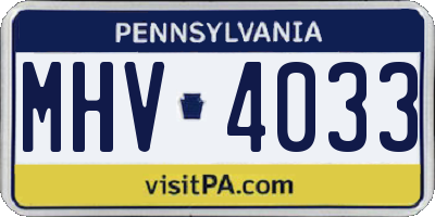 PA license plate MHV4033